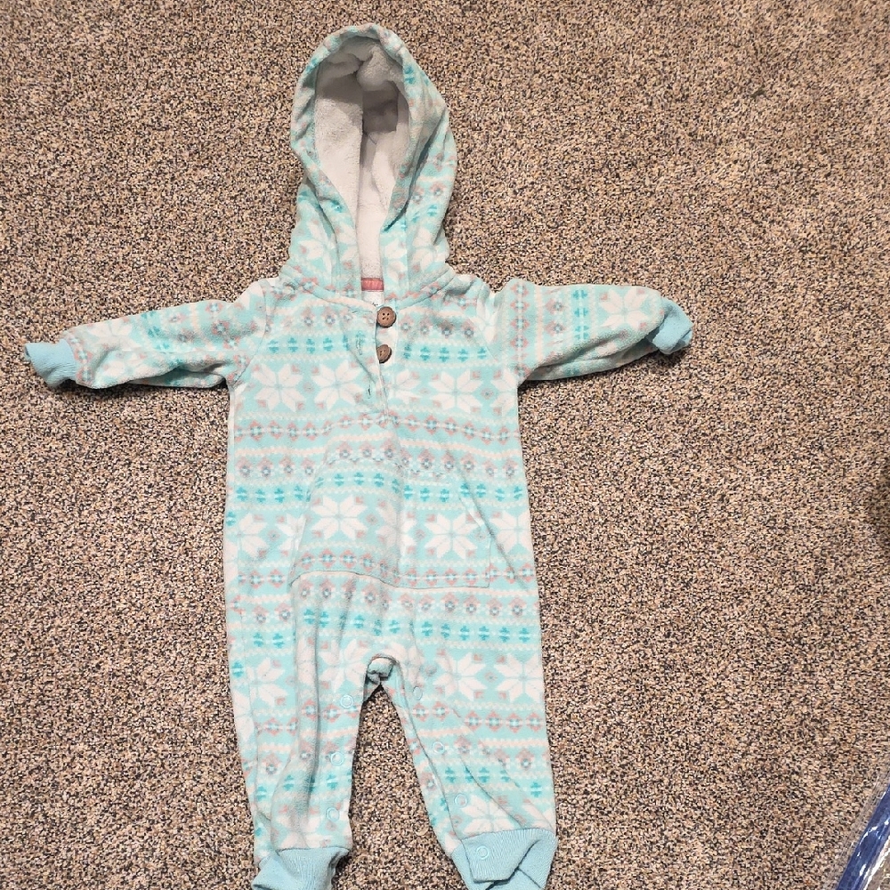 Carter's Aqua and White Patterned Bodysuit